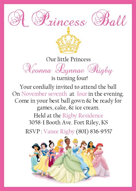 Disneys Princess Birthday Invite Princess Birthday Party Invitations