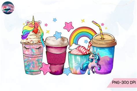 Unicorn Coffee Cups Png Sublimation Graphic By Cherry Blossom