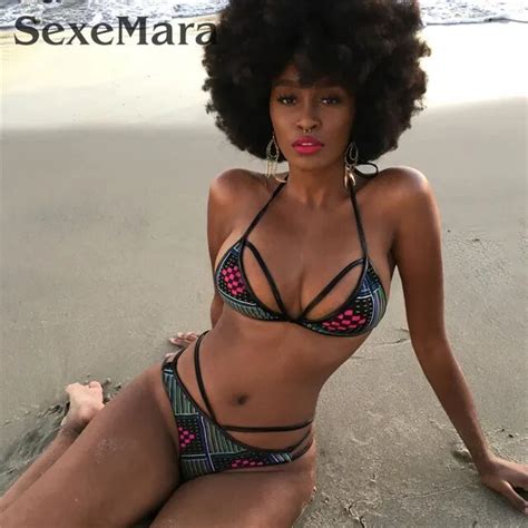 Baru Gaya Afrika Pakaian Renang Wanita Paling Populer Hot Sexy Swimsuit Stired Dicetak