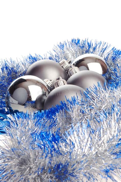 Blue Tinsel And Silver Snowflake Stock Image Image Of T Decorate