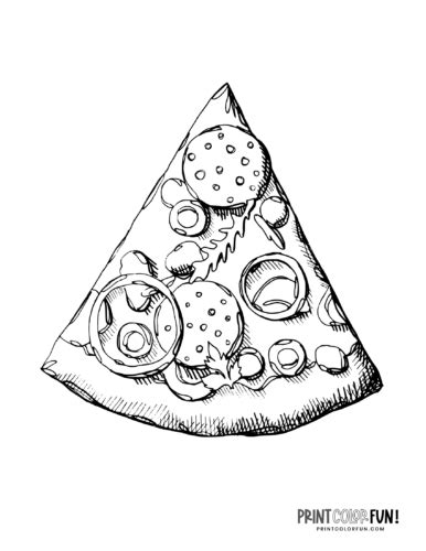 Save coloring page color online. Pizza coloring pages: Slices & whole pizza pies - Print ...