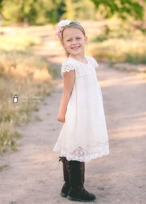 Ivory Cream Flower Girl Dress Lace Flower Girl Dress Baby Girl Dress