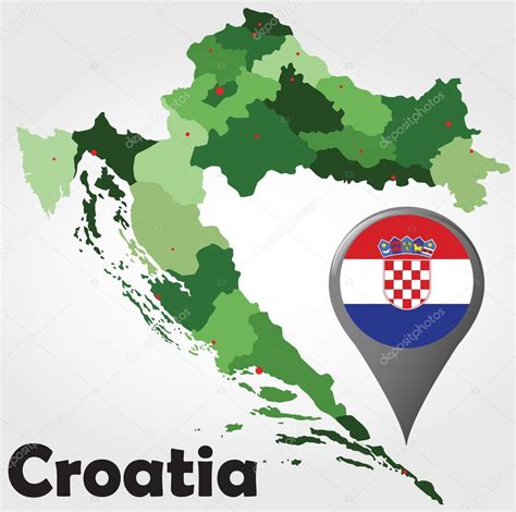 Albanese, italiano, serbo, ungherese (lingue regionali o locali). Croazia mappa politica - Grafica Vettoriale © delpieroo ...