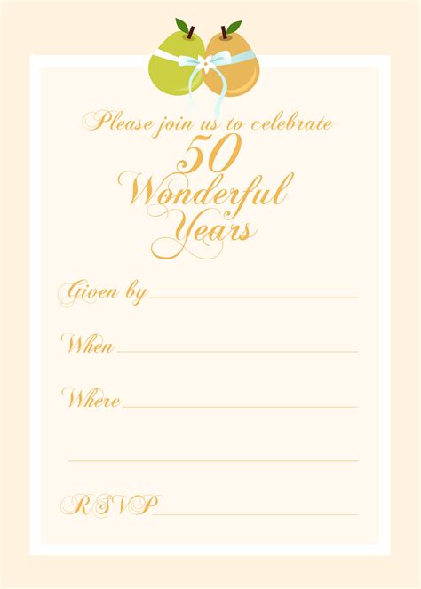 Printable 50th Wedding Anniversary Invitations Printable Blank World