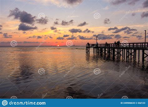 Bayfront Park Pier In Daphne Alabama At Sunset Stock Image Image Of