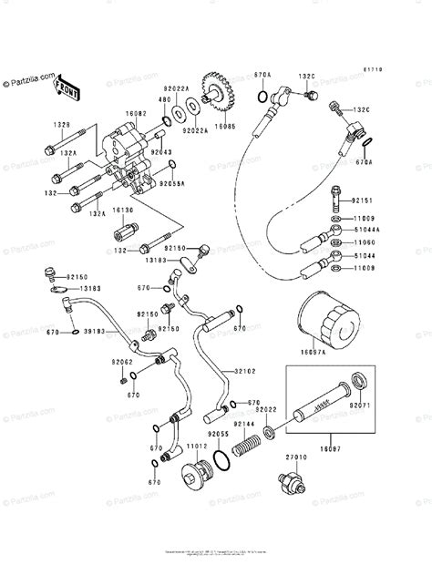 Kawasaki Motorcycle 1998 OEM Parts Diagram For Oil Pump Oil Filter