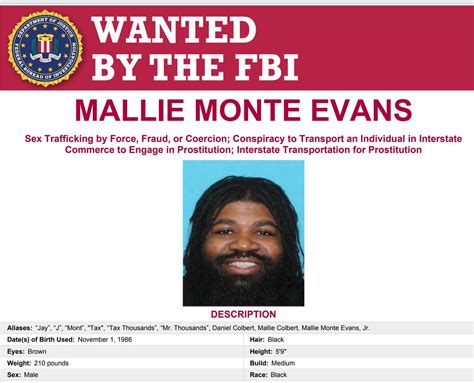 fbi los angeles on twitter mallie monte evans is wanted for allegedly running a multi state