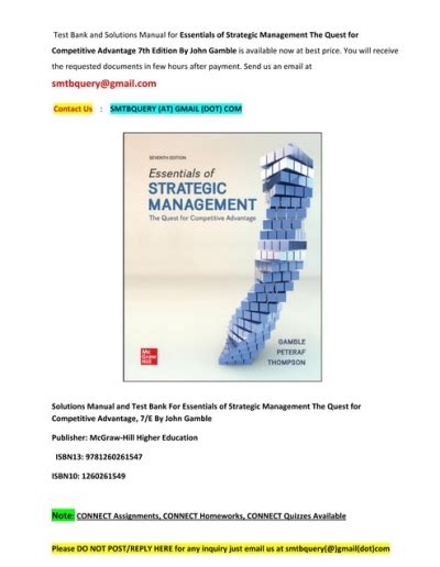 Test Bank Solutions For Essentials Of Strategic Management The Quest