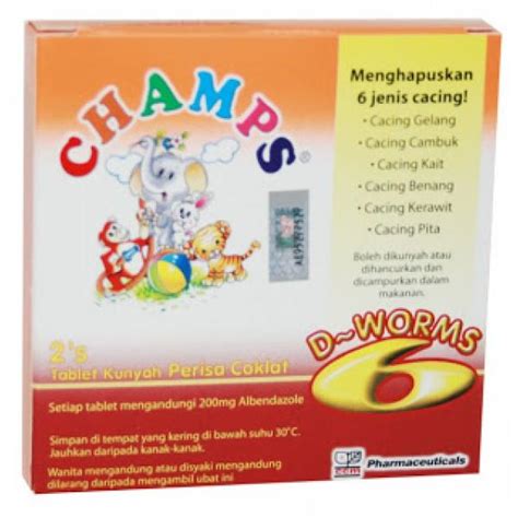 Tapak sulaiman, cacing pipih 12. CHAMPS D-WORMS CHEWABLE TABLETS (UBAT (end 8/9/2019 5:15 PM)