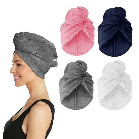 Hair Turban Towel Twist Wrap Microfibre Quick Dry Head Bathrobe Set Cap