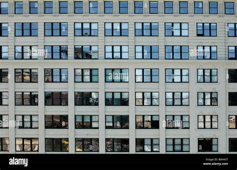 Rows Of Square Office Building Windows Filling The Frame In A