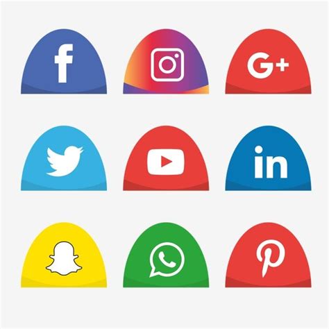 Different Colored Social Icons With Long Shadows