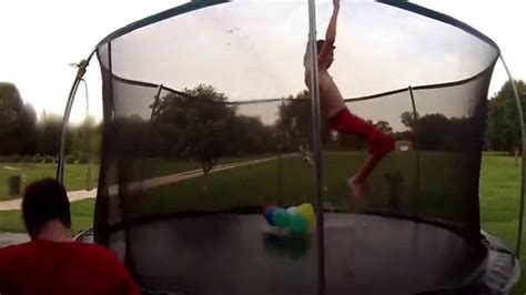 Jumping With Water Balloons On Trampoline Youtube