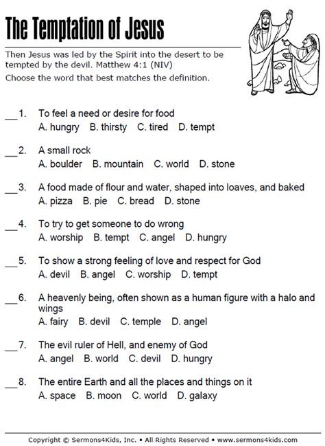 The Temptation Of Christ Multiple Choice Sermons4kids