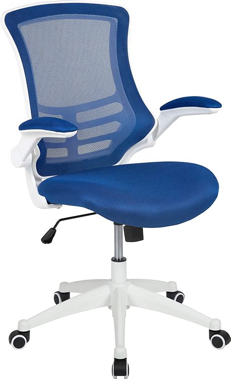 けいたしま⋒ Flash Furniture Mid Back Blue Mesh Swivel Task Office Chair With