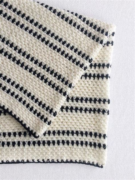 Crochet Black And White Modern Moss Stitch Blanket Daisy Farm Crafts
