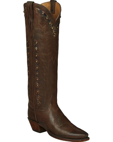 Lucchese Handmade Brown Danielle Goatskin Tall Cowgirl Boots Pointed