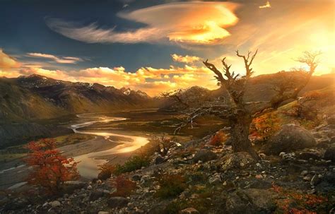 1200x769 Nature Landscape River Sunset Mountain Valley Trees Shrubs