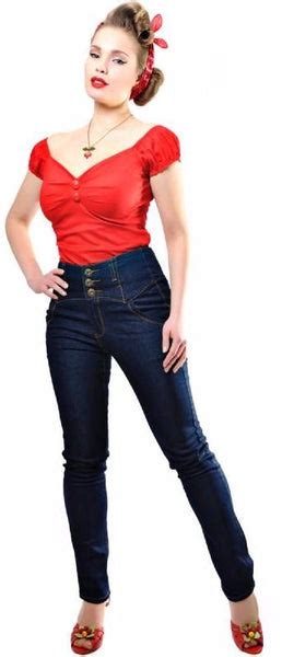Collectif Rebel Kate Skinny 50s High Waisted Navy Blue Denim Jeans