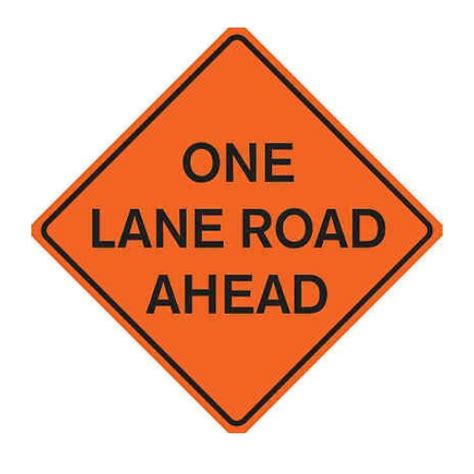 One Lane Road Ahead 48 Mesh Roll Up Sign