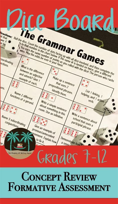 The Grammar Games Dice Review Game For Common Core Grammar Standards