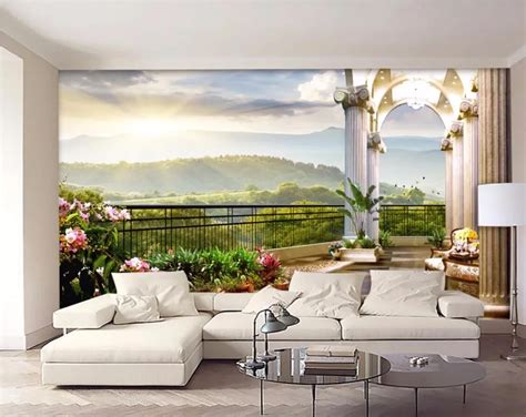 3d Custom Photo Mural 3d Wallpaper Balcony Alpine Sea View Decor