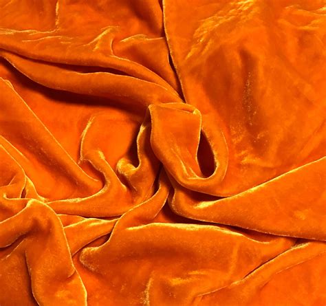 Pumpkin Orange Hand Dyed Silk Velvet Fabric Silk Velvet Fabric