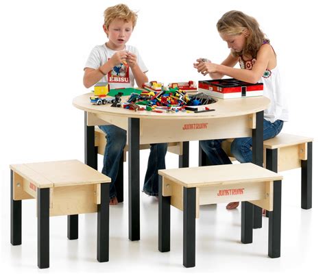 Round Lego Table With Storage Brick Container And 4 Chairs Kinderspell