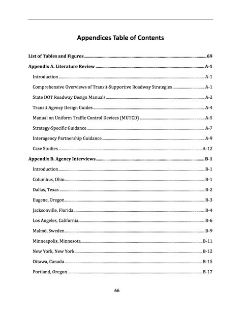 • tables must use a sans serif font (e.g., arial or calibri) • tables can be longer than one page, but they should not exceed the left/right margins of the page in word. Appendices Table of Contents | Improving Transportation ...
