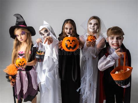Group Of Children At Halloween Party Stock Image Image Of Evil Boys