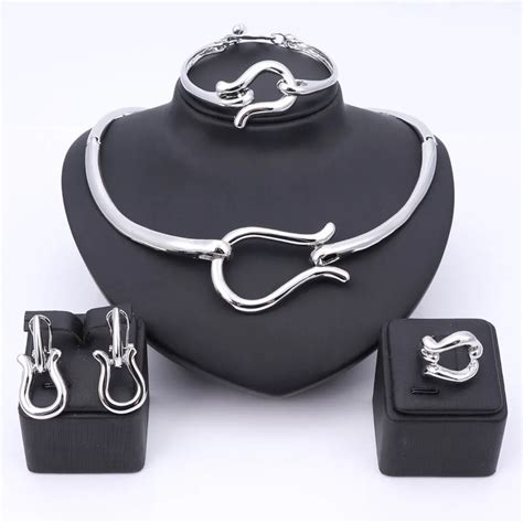 Women African Jewelry Set Silver Plated Fashion Bridal Wedding Elegant