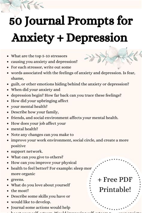 50 Mental Health Journal Prompts For Anxiety And Depression Free