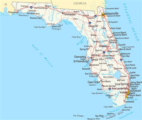 Laminated Map Large Roads And Highways Map Of Florida State With