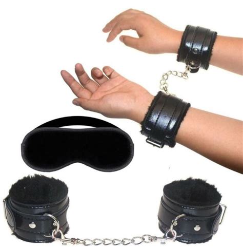 soft velvet cloth blindfold eye mask and fur leather handcuffs good for sex play for sale online