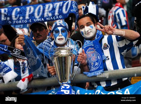 Fc Porto Fans Lift An Imitation European Cup Hi Res Stock Photography