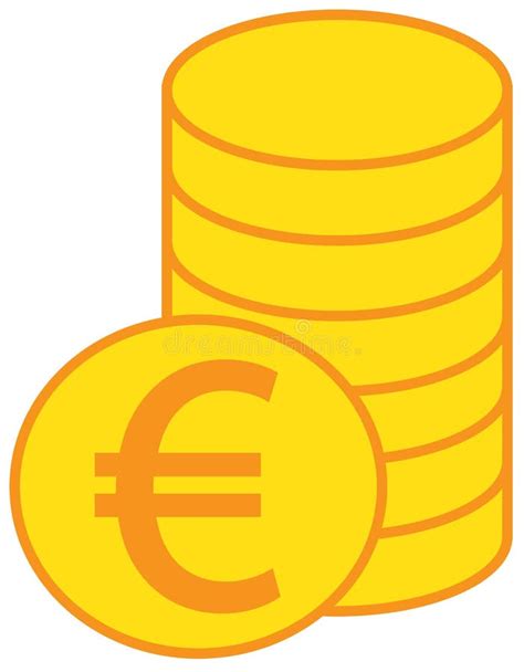 Euro Icône Ou Logo De Devise Au Dessus Dune Pile De Pile De Pièces De