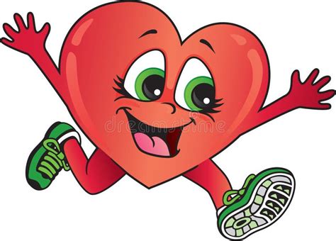 Running Healthy Red Heart Character Stock Vector Illustration Of