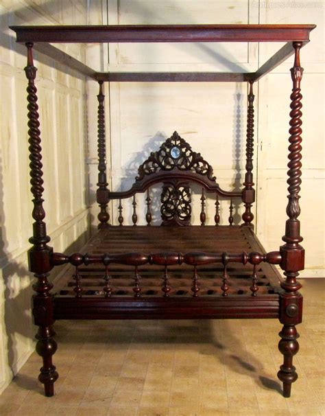 Colonial Style Carved Mahogany 4 Poster Double Bed Antiques Atlas