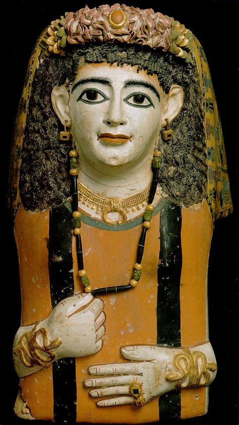 Mummy Mask Of Woman Wearing A Jeweled Garland Made Of Plaster Cartonnage And Paint 1st C A D