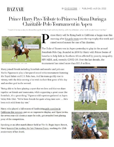 Harpers Bazaar Prince Harry Pays Tribute To Princess Diana During A
