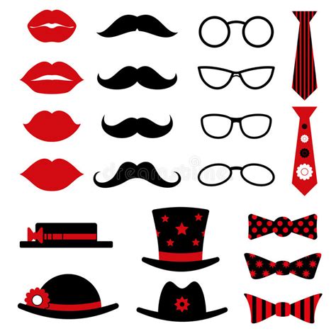 Retro Party Set Glasses Hats Lips Mustaches Mask Party Photo Disguise