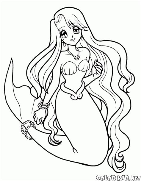 Coloring Page The Little Mermaid In A Good Mood