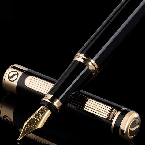 Black Lacquer Fountain Pen Scriveiner Stunning Luxury Pen With 24k