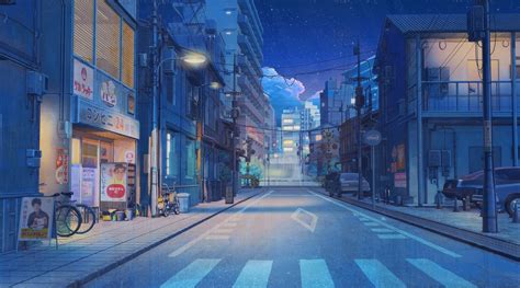 Anime Landscape City Lights Anime Background