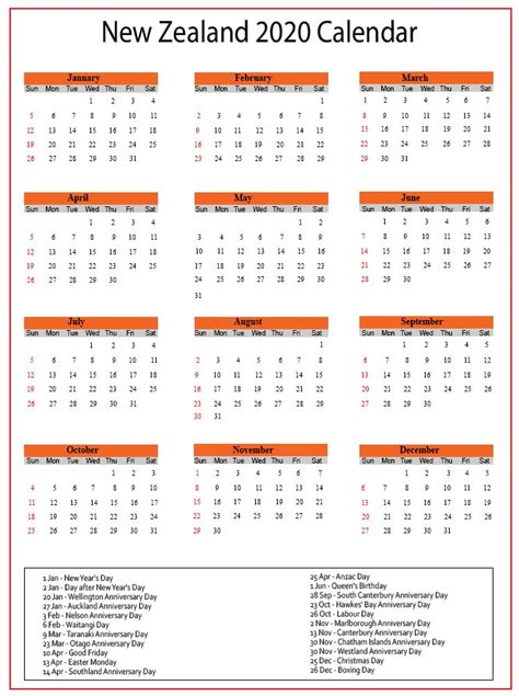 2022 New Zealand Calendar With Holidays 20 New Zealand Calendar 2021