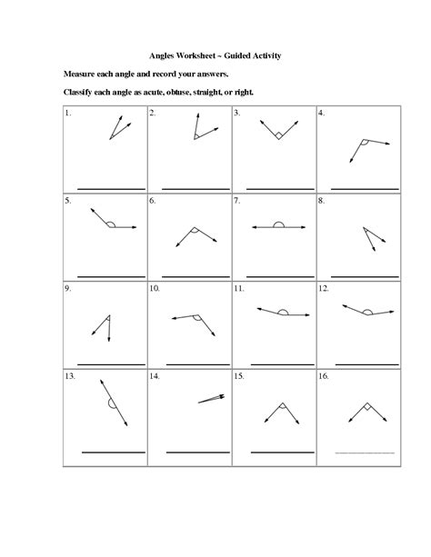 Acute Right And Obtuse Angles Worksheets
