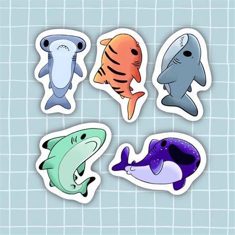 Cute And Dangerous Shark Sticker Pack Art Of Xodosch Etsy