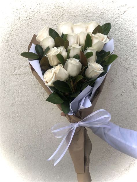 Divine Elegance White Hand Wrapped Rose Bouquet In Placentia Ca