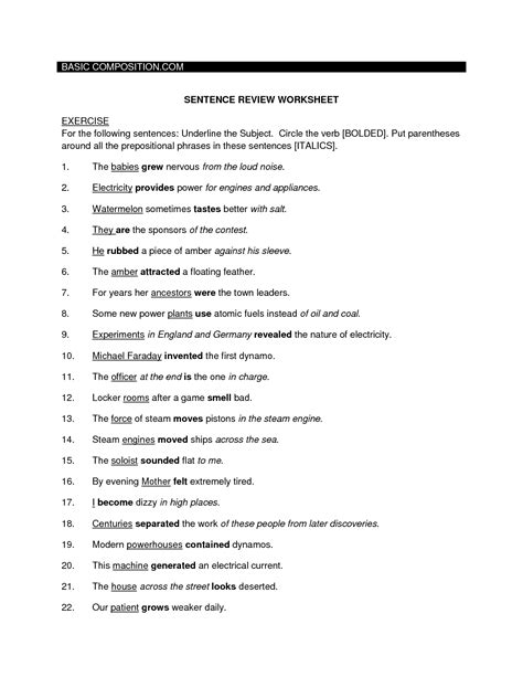 16 Basic Sentence Structure Worksheets