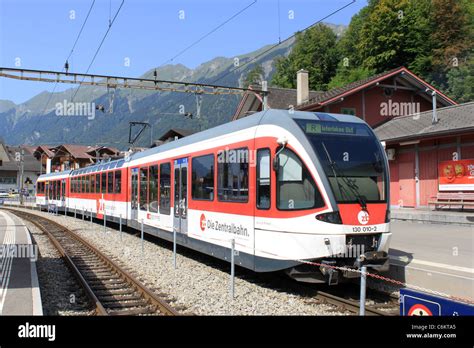 Electric Multiple Unit Train To Interlaken At Brienz Station In